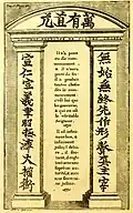 Description de la Chine. Band 3, nach S. 41, 1736, Chinesische Inschriften, die den Jesuiten am Hof übergeben wurden, um sie an der Fassade ihrer neuen Kirche anzubringen (ohne Signatur)