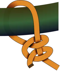 Leinen unter Zug können mit den Zwei halbe Schläge (ABoK #1710), genauer gesagt: einem Törn um eine Stange und zwei halbe Schläge um die Leine