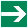 D-E001: Richtungsangabe für Erste-Hilfe-Einrichtungen, Rettungswege, Notausgänge⁠ (1)