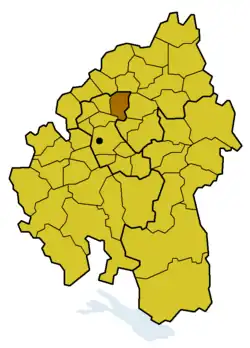 Lage des Kirchenbezirks Marbach innerhalb der Evang. Landeskirche in Württemberg