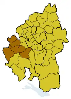 Lage der ehemaligen Prälatur Tübingen innerhalb der Evang. Landeskirche in Württemberg