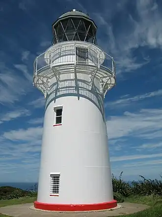 Der 14 Meter hohe East Cape – Leuchtturm, einst auf East Island erbaut