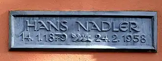 Gedenkplatte den Maler Hans Nadler