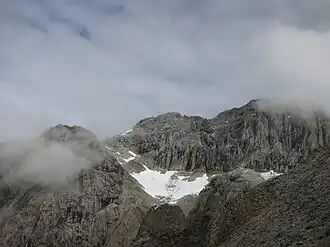 Blick auf das Schnee-/Firnfeld im Edelgrieß von der Edelgrießhöhe
