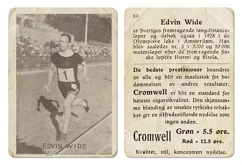 Edvin Wide (hier in einem Zeitungsausschnitt, um 1930) – Rennen nicht beendet