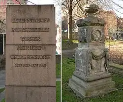 Denkmal und Grabstein im Von-Alten-Garten in Hannover-Linden