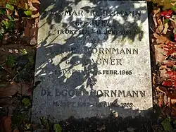 Egon Kornmann-Wagner (1887–1982) Kunsttheoretiker, Autor, Kunstpädagoge und Kunstsammler. Ludwig Kornmann-Klemm (1841–1907) Salinenbesitzer. Familiengrab auf dem Wolfgottesacker in Basel