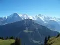 Männlichen-Nordseite von der Schynige Platte aus gesehen, dahinter Eiger, Mönch, Jungfrau