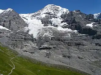Eigergletscher mit kleinem Eiger (links) und Mönch
