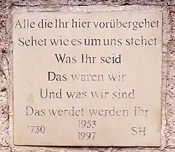 Tafel am Haupteingang Torgauer Straße (2009)