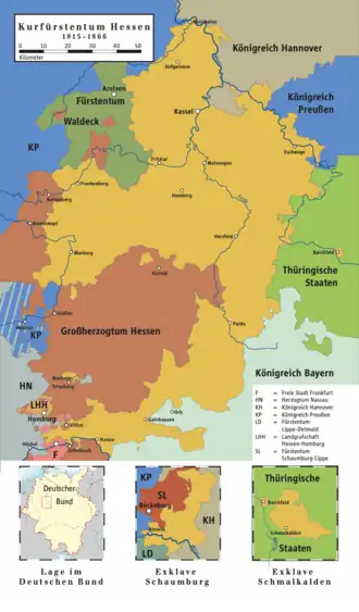 Kurhessen mit den Landesteilen Schmalkalden und Schaumburg 1815–1866