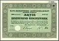 Aktie über 1000 RM der Elite-Diamantwerke AG vom 14. März 1942