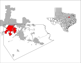 Lage von Midlothian im Ellis County (links) und in Texas (rechts)