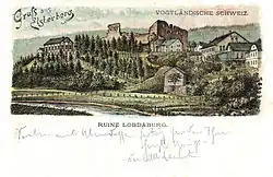 Ruine Lobdaburg in Elsterberg, Postkarte aus dem Jahr 1895