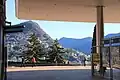 Empfangsbereich Bahnhof Lugano mit Monte Brè im Hintergrund (2018)