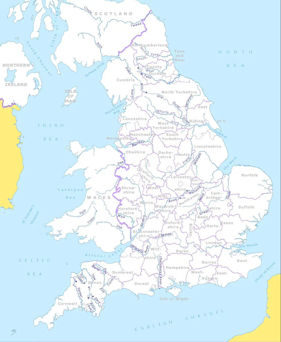 Backsteinbauwerke der Gotik/Verteilung in England (England Counties)