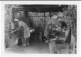 Küchenszene in Volendam im Jahr 1949