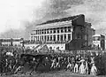 Epsom Grandstand Tribünengebäude, Zeichnung aus den 1830er Jahren