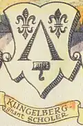 Wappen derer von Klingenberg genannt Schöler auf dem Stadtbild