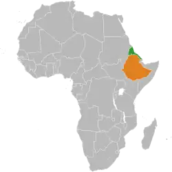 Lage von Äthiopien und Eritrea