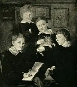 Erwin Speckter: Der Künstler und seine Freunde; von links nach rechts: Erwin Speckter, Carl Julius Milde, Otto Speckter, Friedrich Nehrlich (Nerly)