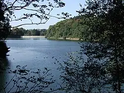 Blick vom Südufer auf die Staumauer