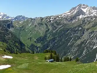 Blick von Osten auf das Geißhorn über dem Rappenalptal