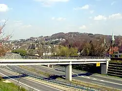 Kupferdreh von der Dilldorfer Höhe aus mit A 44