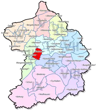 Lage von Holsterhausen im Stadtbezirk III Essen-West