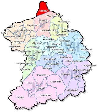 Lage von Karnap im Stadtbezirk V Altenessen/Karnap/Vogelheim