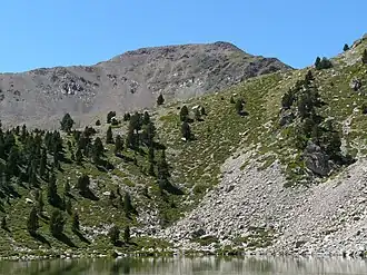 Im Vordergrund der Bergsee Gran de la Pera