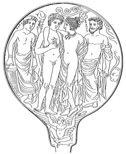 Thesan mit Tinthun, ihrem Sohn Memrun und Lasa (4. Jahrhundert v. Chr.)