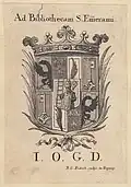Exlibris von 1800 mit dem Wappen der Fürstäbte