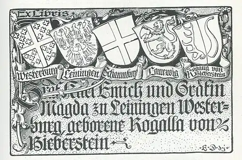 Exlibris für Karl Emich und Magda zu Leiningen Westerburg
