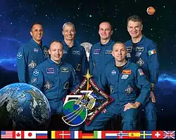 v. l. n. r.: Joseph Acaba, Alexander Missurkin, Mark Vande Hei, Sergei Rjasanski, Randolph Bresnik und Paolo Nespoli
