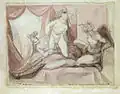Symplegma eines Mannes mit drei Frauen Bleistiftzeichnung von Johann Heinrich Füssli