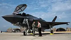Eine von mehreren F-35A Lightning II der Hill Air Force Base in Utah landet im Juli 2019 auf Spangdahlem