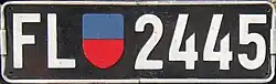 Liechtensteiner Kontrollschild von 1920 bis 1957