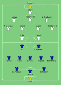 Aufstellung Frankreich gegen Jugoslawien