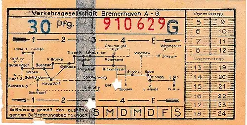 „Fahrschein mit Netz der VGB 1955“