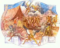 Deckenfresko Heimkehr Dianas von der Jagd, 1929, Ledererschlössel (wiederappliziert 1976 im Mozarteum).