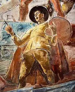 Heimkehr Dianas von der Jagd – Detail Der Maler (monogrammiert AF) im Fresko.