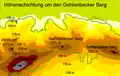 Die Karte zeigt die Höh­en­schicht­ung um den Berg.
