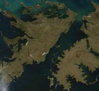 Satellitenaufnahme des Falklandsundes