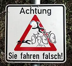 Warnschild in Freiburg im Breisgau