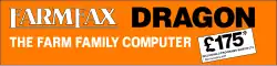 Verpackungsaufkleber des von FarmFax an­ge­bo­tenen Benutzerpakets, das neben dem Dragon-32-Computer speziell auf landwirtschaftliche Betriebe abgestimmte Anwendungsprogramme enthielt