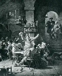 Faust und Mephisto betreten Auerbachs Keller in Goethes Faust (1923)