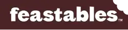 Brauner rechteckiger Hintergrund mit dem weißen Feastables-Schriftzug