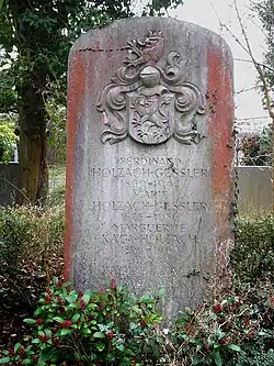 Ferdinand Holzach-Gessler (1869–1942), Dr. phil., Historiker, Rektor der Knabenprimarschule, Politiker, Familiengrab auf dem Friedhof Hörnli, Riehen, Basel-Stadt