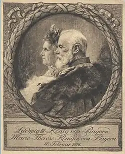 Offizielles Porträt zur Goldenen Hochzeit des Bayerischen Königspaares, 1918